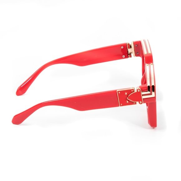 Mens Vintage Red Gold Trim Hendrix Sunglasses - Picture 3 of 3